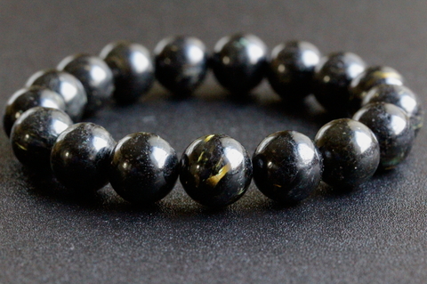 極上！高波動グリーンランド産ヌーマイト・ブレスレット12mm玉54.2g【最高品質・高波動・光沢・超激レア】