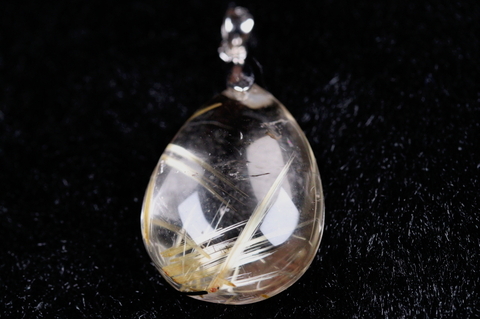 超透明！高品質ゴールドルチル水晶ペンダント【高品質・透明・希少】