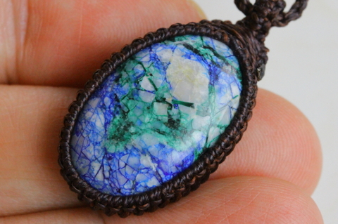 激レア！スパイダーウェブ・アズライト＆マラカイトペンダント【高品質・激レア】