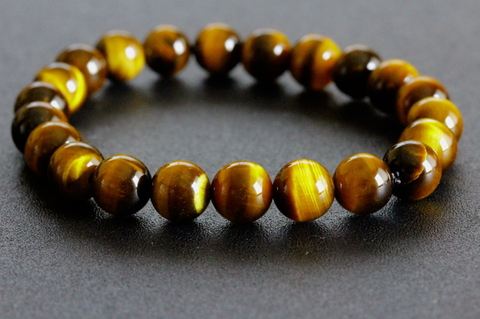 極上！南アフリカ産タイガーアイ・ブレスレット8mm玉【最高品質・光沢・希少】