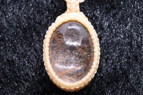 超透明16.8ct！マニハール産ゴールドルチル・マクラメペンダント【最高品質・超透明・超光沢・超激レア】