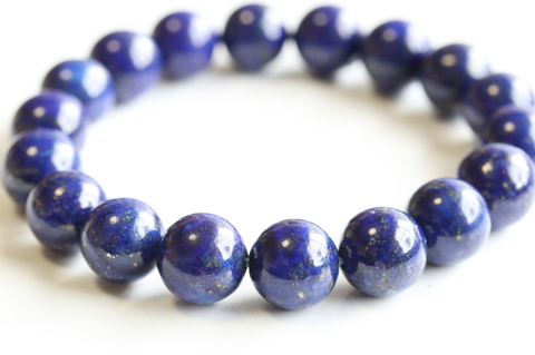 極上濃厚ブルー12mm玉！アフガニスタン産ラピスラズリ・ブレスレット【最高品質・光沢・激レア】