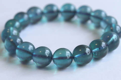 極上超透明！濃いマリンブルー！ブラジル産アクアマリン・ブレスレット12mm玉【最高品質・超透明・光沢・激レア】