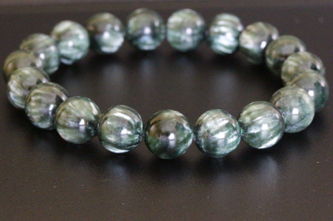 天使の羽！高品質セラフィナイト・ブレスレット10.5mm玉【高品質・光沢・希少】