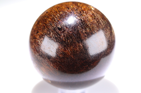 極上ギラギラ！ナトロライト入り49mm！ロシア産アストロフィライト丸玉【最高品質・高波動・光沢・超激レア】