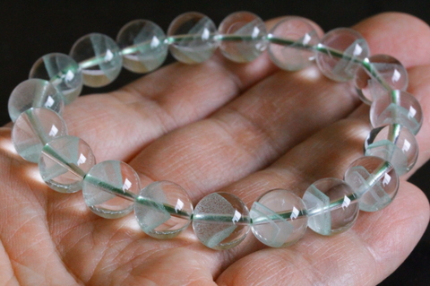 極上！5A最高品質グリーンファントムブレスレット10.5mm玉【最高品質・超透明・光沢・ファントム・激レア】