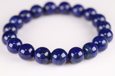 極上濃厚ブルー10.5mm玉！アフガニスタン産ラピスラズリ・ブレスレット【最高品質・光沢・激レア】