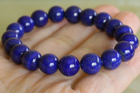 濃厚ブルー！高品質ラピスラズリ・ブレスレット10.5mm玉【高品質・光沢・希少】