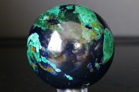 極上！高波動アズライト＆マラカイト46mm丸玉【高品質・高波動・光沢・激レア】