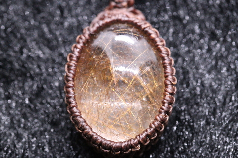 超透明16.4ct！マニハール産ゴールドルチル・マクラメペンダント【最高品質・超透明・超光沢・超激レア】