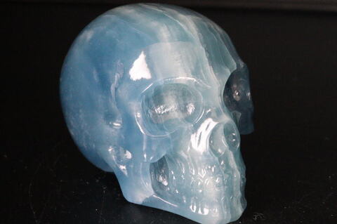 極上！神秘的ブルー！最高品質レムリア・アクアティンカルサイト・スカル【最高品質・透明・光沢・レインボー・激レア】