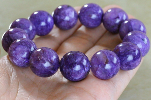 極上巨大玉！最高品質5Aチャロアイトブレスレット18mm玉【最高品質・光沢・激レア】