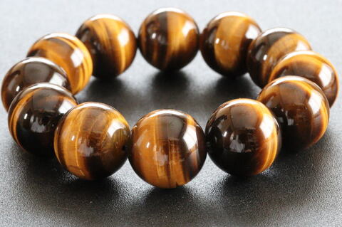 極上！南アフリカ産タイガーアイ・ブレスレット18mm玉【最高品質・光沢・希少】