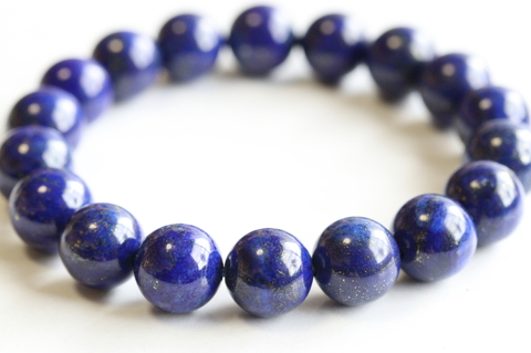 極上濃厚ブルー12mm玉！アフガニスタン産ラピスラズリ・ブレスレット【最高品質・光沢・激レア】