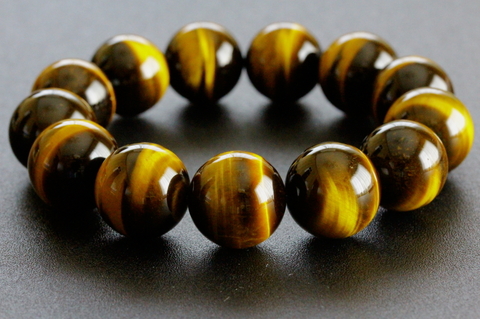 極上！南アフリカ産タイガーアイ・ブレスレット18mm玉【最高品質・光沢・希少】