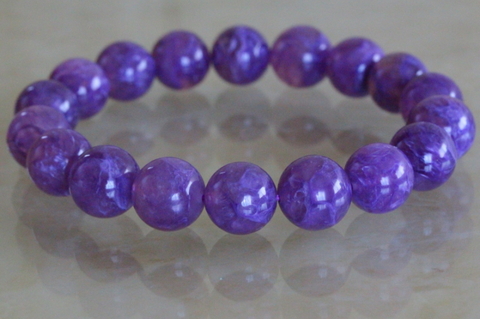 極上パープル！最高品質5Aチャロアイト・エンジェルシリカ・ブレスレット11.5mm玉【最高品質・透明・光沢・激レア】
