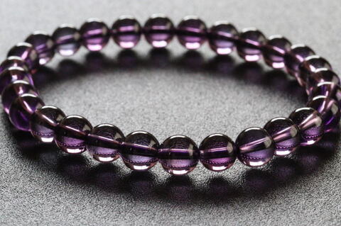 超透明！ライトパープル7mm玉！ウルグアイ産アメジスト・ブレスレット【高品質・超透明・超光沢・希少】