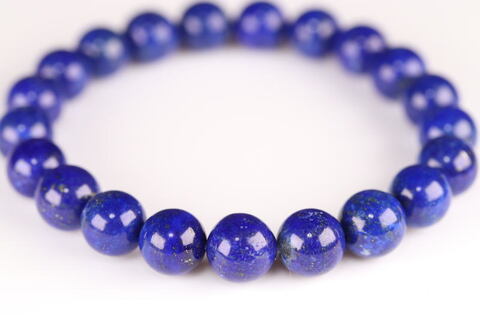 極上濃厚ブルー9.5mm玉！アフガニスタン産ラピスラズリ・ブレスレット【最高品質・光沢・激レア】