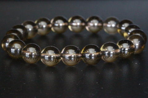 最高品質！超透明ヒマラヤスモーキークォーツブレスレット10mm玉【最高品質・超透明・光沢・激レア】