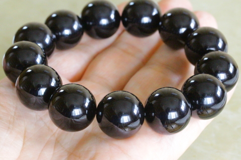 高品質！チベット産モリオンブレスレット18mm大玉【高品質・光沢・希少】