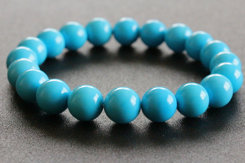 極上最高級！鮮やかスカイブルー！スリーピングビューティターコイズ・ブレスレット9.5mm玉【最高品質・高波動・超透明・超光沢・レインボー・超激レア】