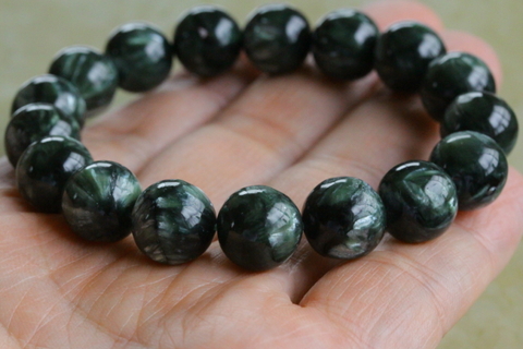 天使の羽！高品質セラフィナイト・ブレスレット12mm玉【高品質・光沢・希少】