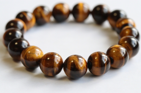 極上！濃厚キャッツアイ12.5mm玉！南アフリカ産タイガーアイ・ブレスレット5A【最高品質・光沢・希少】