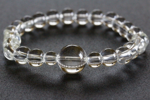  極上！山梨県産・光の水晶ブレスレット13-9mm玉【最高品質・高波動・超透明・超光沢・超激レア】