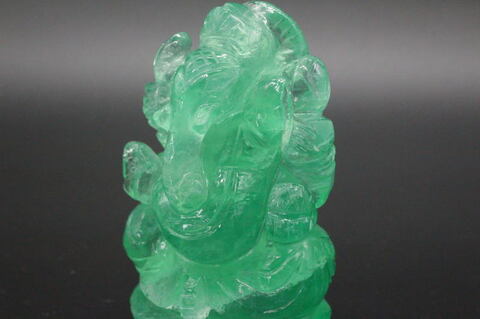 極上グリーン！高品質フローライトガネーシャ像【高品質・透明・光沢・激レア】