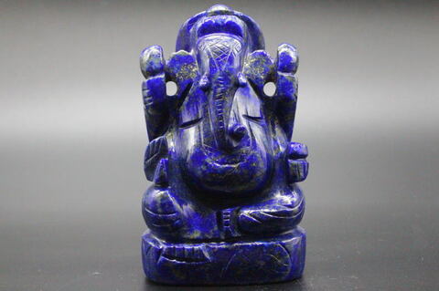 極上ダークブルー！高品質ラピスラズリガネーシャ像【高品質・光沢・激レア】