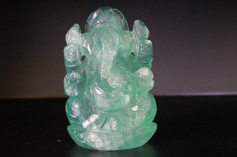 極上グリーン！高品質フローライトガネーシャ像【高品質・透明・光沢・激レア】