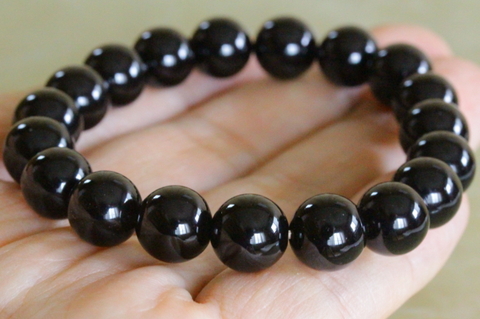 高品質！チベット産モリオンブレスレット10mm玉【高品質・光沢・希少】