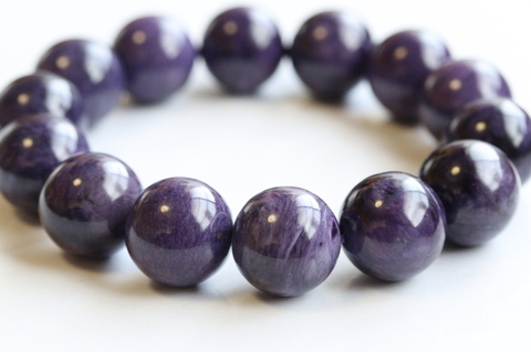 濃厚パープル16mm玉！ロシア産チャロアイト・ブレスレット【高品質・光沢・激レア】