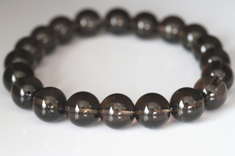 極上超透明！ガウリシャンカール産スモーキークォーツブレスレット10mm玉【最高品質・超透明・超光沢・激レア】