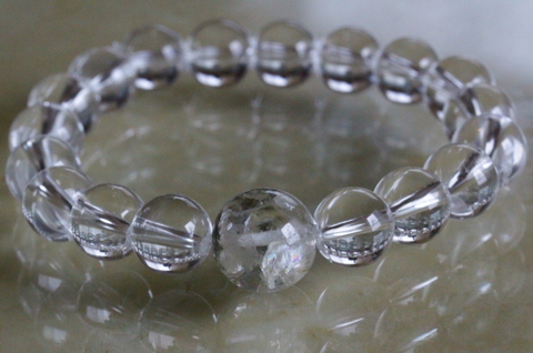 超高波動！ロシア産フェナカイト13.3mm玉*センティエントプラズマクリスタル・ブレスレット【最高品質・超高波動・透明・光沢・レインボー・超激レア】