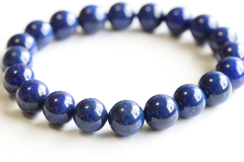 極上濃厚ブルー10mm玉！アフガニスタン産ラピスラズリ・ブレスレット【最高品質・光沢・激レア】
