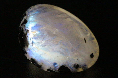 強烈ブルーシラー！高品質レインボームーンストーン・パームストーン3 【高品質・光沢・激レア】 