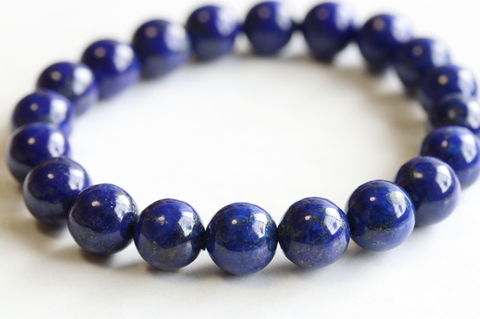 極上濃厚ブルー10mm玉！アフガニスタン産ラピスラズリ・ブレスレット【最高品質・光沢・激レア】