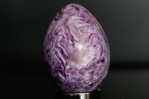 極上究極！シルキー！ロシア産チャロアイト・エッグ40mm【最高品質・光沢・超激レア】