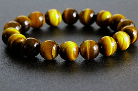 極上！南アフリカ産タイガーアイ・ブレスレット10mm玉【最高品質・光沢・希少】