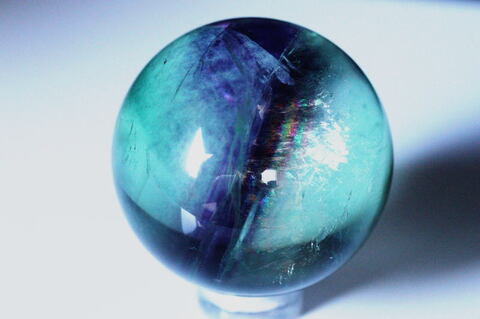 極上！強烈レインボー！最高品質フローライト40mm丸玉【最高品質・光沢・超激レア】