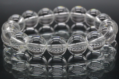  極上！山梨県産・光の水晶ブレスレット12mm玉【最高品質・高波動・超透明・超光沢・超激レア】