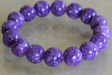 極上！最高品質5Aチャロアイトブレスレット13.5mm玉【最高品質・光沢・激レア】