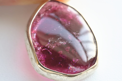 極上宝石質！虹入り！ロシア産ルべライト・シルバーペンダント【最高品質・透明・光沢・レインボー・超激レア】