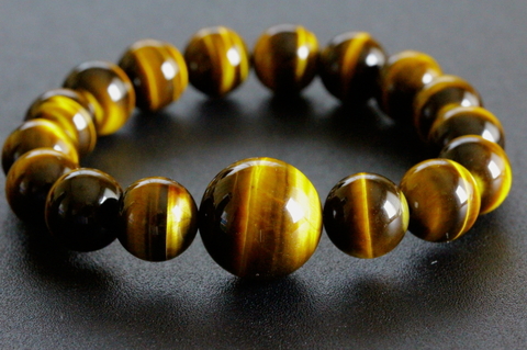 極上！南アフリカ産タイガーアイ・ブレスレット18mm玉*12mm玉【最高品質・光沢・希少】