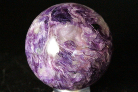 極上！濃い紫色！ロシア産エンジェルチャロアイト37mm丸玉【最高品質・光沢・超激レア】