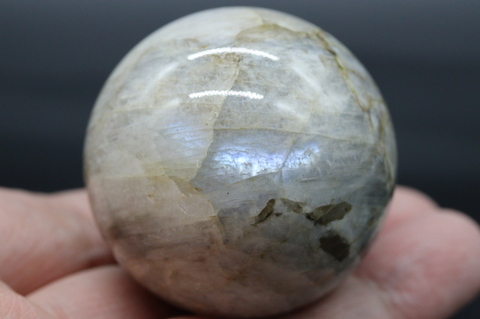 ブルーシラー！ロシア産ベロモライト・ムーンストーン47mm丸玉【高品質・高波動・光沢・レインボー・激レア】