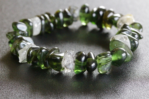 超高波動！ロシア産フェナカイト＆モルダバイト・ブレスレット【最高品質・超透明・超光沢・超激レア】