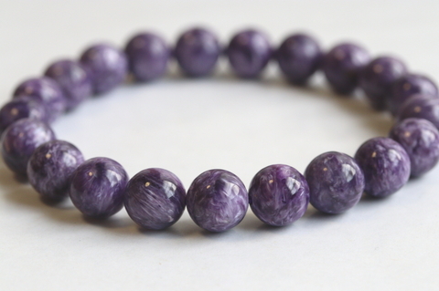 極上マーブル10mm玉！ロシア産チャロアイト・ブレスレット5A【最高品質・光沢・激レア】