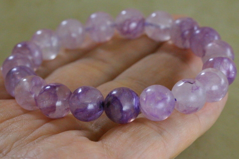 極上！最高品質5Aチャロアイト・エンジェルシリカ・ブレスレット10mm玉【最高品質・透明・光沢・レインボー・激レア】